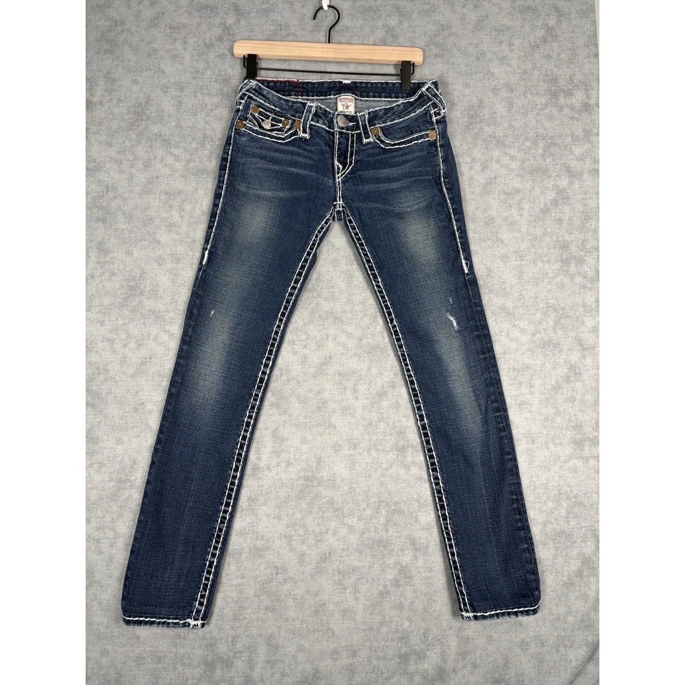 True Religion Julie Super T Jeans Womens 28 Made USA Y2K Distressed Skinny